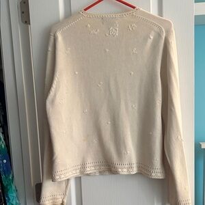 Lands' End Cream Textured Sweater